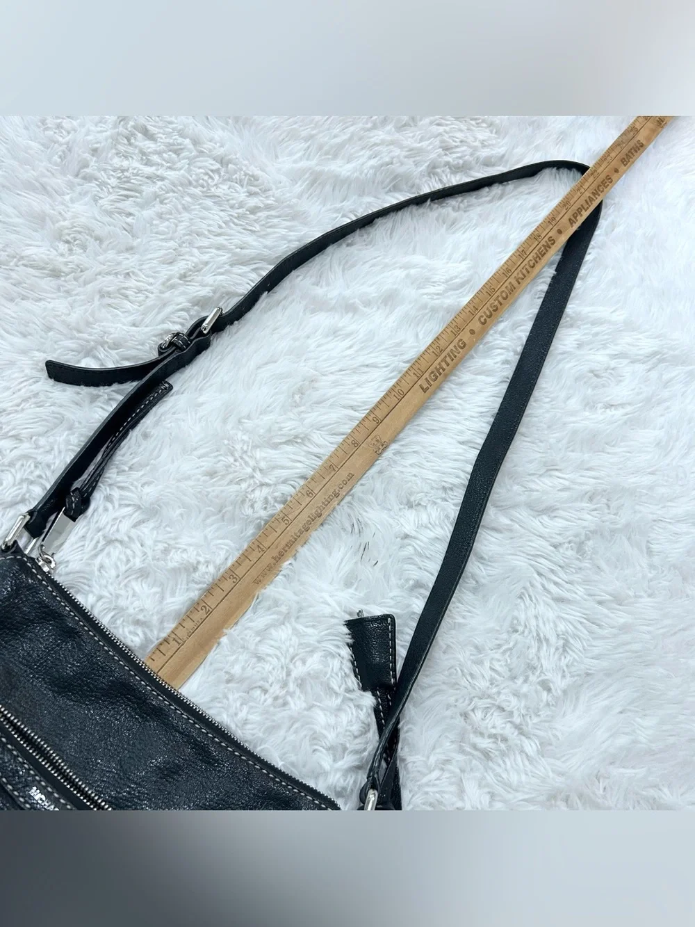 Michael Kors Black Crossbody Bag Purse Silver Hardware Zip Closure 10”x7” VGC